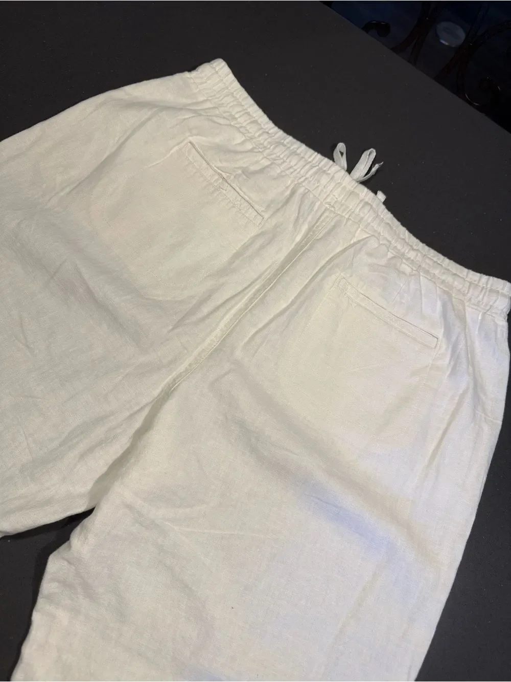 Cato Linen Blend cream Pull-On Wide Leg Pants with drawstring waist